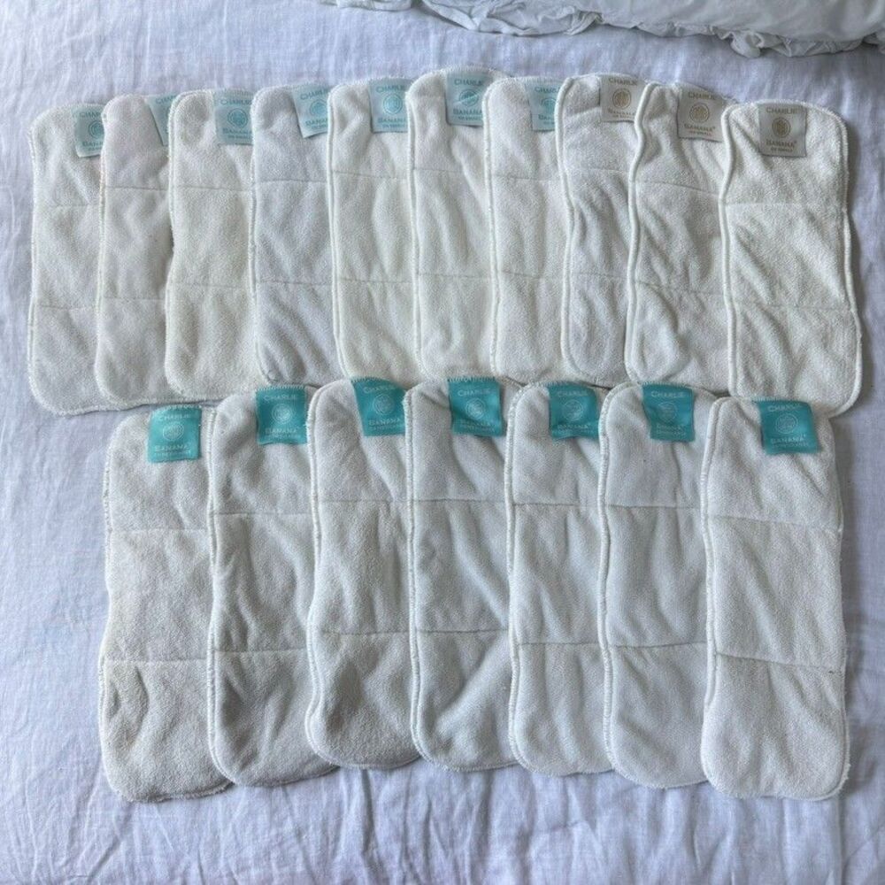 Charlie Banana Cloth Diaper Inserts Lot of 17 Hemp/Bamboo/Cotton  Sizes S, M/L